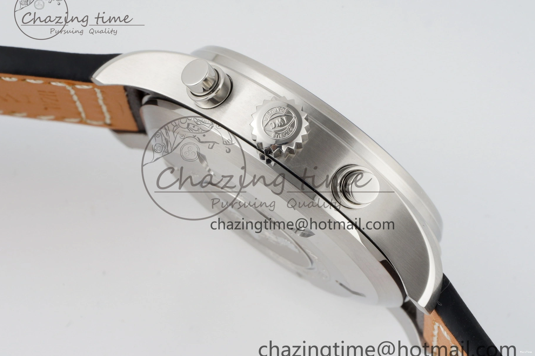 MIROTIME 0520 Pilot Chrono SS AZF 1:1 Best Edition Blue Dial on Brown Leather Strap A TimelessDesign 7060
